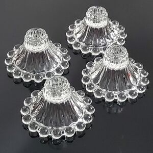 (4) 1950s "Berwick - Boopie Clear" Candle Sticks by Anchor Hocking